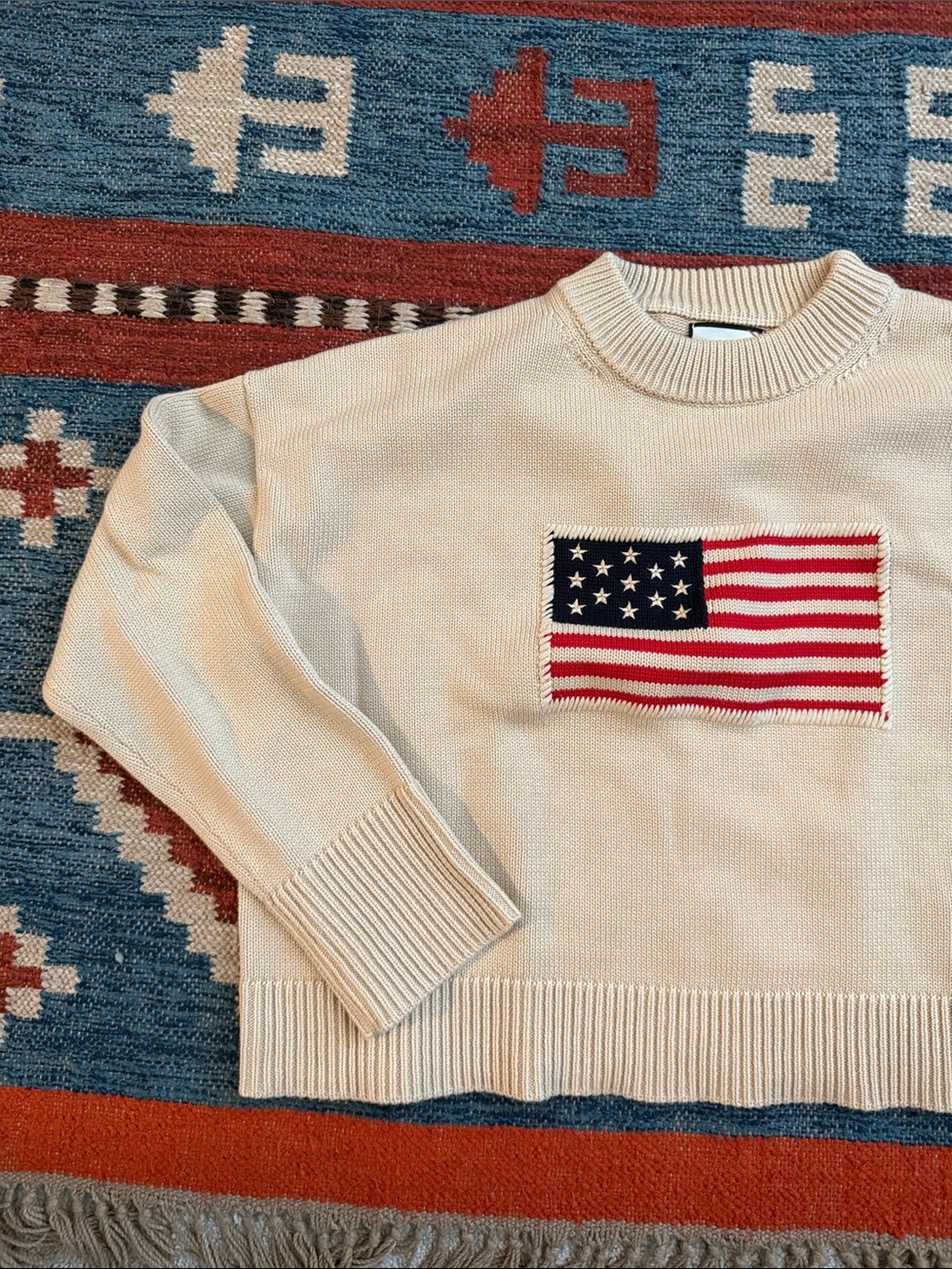 Tuckernuck Cropped Beachwood Cotton Americana Sweater large - Picture 9 of 11